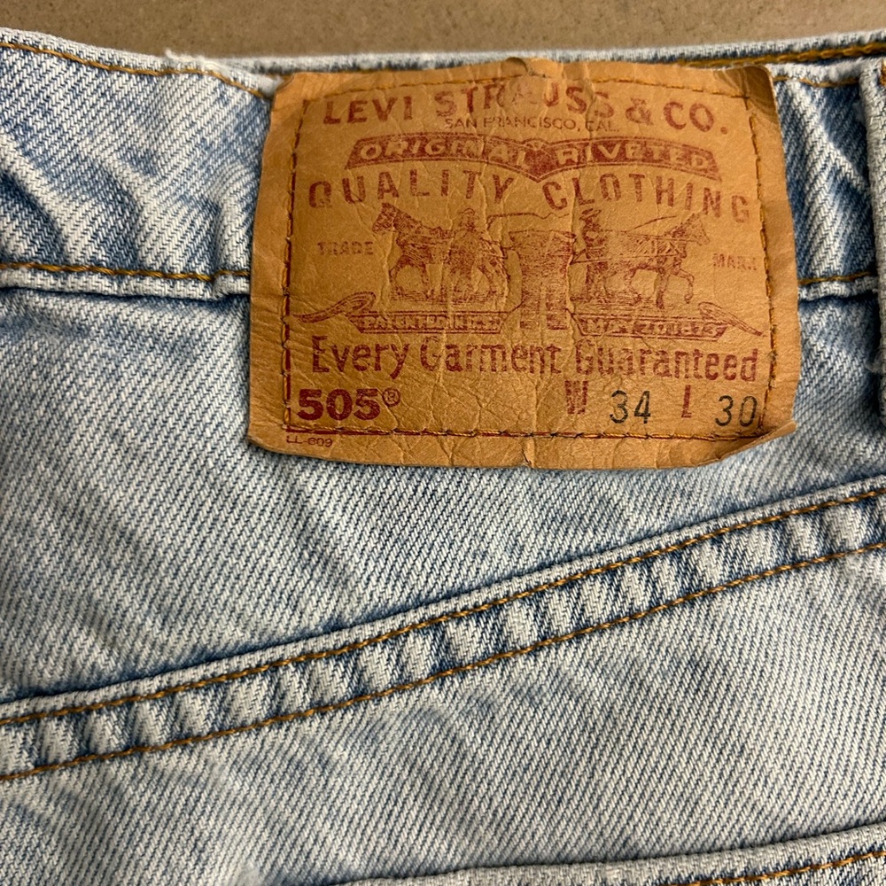 Vintage Levi 505 Strauss stressed red tag jeans-knee hole-34/30-nice jeans š - Picture 5 of 7
